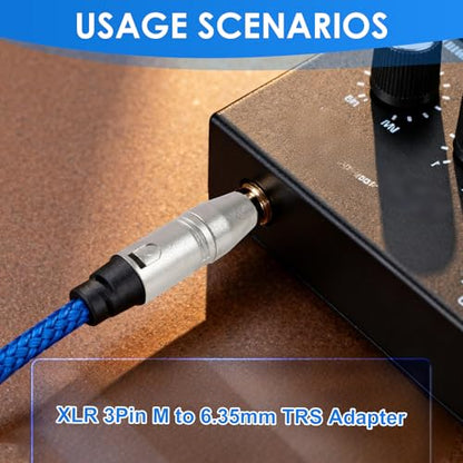 1/4" TRS to XLR Male Adapter, 2 Pack Balanced Audio Connector Quarter, 6.35mm Male Plug to Three Pin XLR Output for Mixer Microphone Amplifier Keyboard Guitar Interface Studio Equipment - color: Silver 1/4"TRS M to XLR M