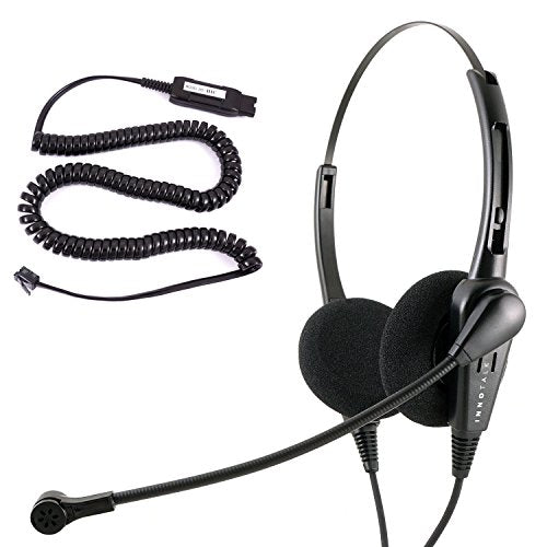 INNOTALK Avaya Phone Headset Compatible with Avaya 4621 4622 4624 4625 4630 5410 5420 5610 with Quick Disconnect Cord Compatible with Plantronics QD, Noise Cancel Desk Phone Binaural Headset - size: Classic Binaural