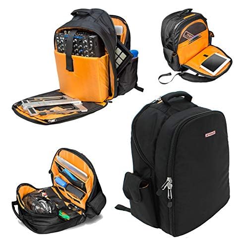 Prime DJ Backpack for DVS, Mobile, or Club Gigs, Bag Carry Mixers S9, 62, etc., Laptop, Stand, Tablet, Headphone, Vinyl Records, USB Mobile Devices, Needle Case, Cables, Microphone & More