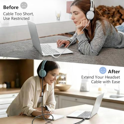 Audio Mic Extension Cable 15Ft,3.5mm Aux Headphone Extender 4-Pole Jack Plug Extension Lead Stereo Male to Female Braided Cord for Headset,TV,Laptop,Phone,Switch Lite,Car,PS4,Xbox and more(15Ft/5M) - size: 15 ft