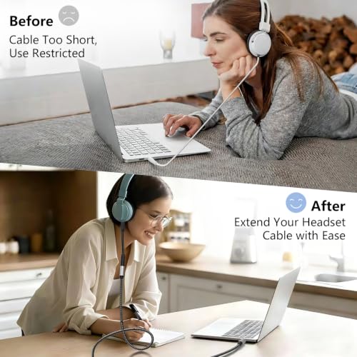 Audio Mic Extension Cable 10Ft,3.5mm Aux Headphone Extender 4-Pole Jack Plug Extension Lead Stereo Male to Female Braided Cord for Headset,TV,Laptop,Phone,Switch Lite,Car,PS4,Xbox and more(10Ft/3M) - size: 10 ft