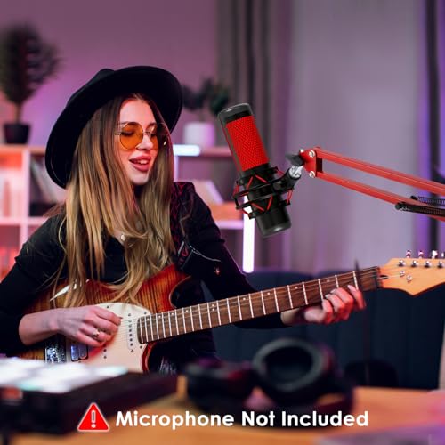 Red Mic Arm Compatible with HyperX QuadCast S - Premium QuadCast S Microphone Boom Arm for Gaming, Streaming by YOUSHARES, NB35 - color: Red
