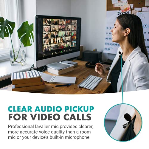 Movo Over-Ear Studio Headphones with USB Lavalier Microphone for Computer and Laptop - Wired for 3.5mm, 6.35mm