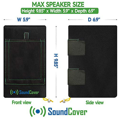 Two Black Waterproof 600D Outdoor Speaker Covers for C-Bracket Mounted Speakers – Fits Yamaha NS-AW194, Polk Audio Atrium 4 (Max Dimensions: H 9.85" x W 5.9" x D 6.9") - size: Small