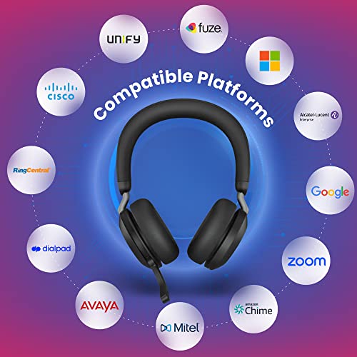 Jabra Evolve2 75 MS Wireless Headphones - Compatible with Zoom, Teams Webex, Phone Calls, 25 Hour Battery, USB-A Bluetooth Dongle for PC, Laptop, MAC, Mobile Wallet, Global Teck Gold Support Plan - color: Black, style: Evolve2 75 STEREO