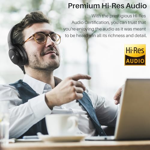 TOZO Hybrid Active Noise Cancelling Headphones, Hi Res Audio | Wireless Over Ear Bluetooth Headset, 60H Playtime, Custom EQ via App Deep Bass Comfort Fit Ear Cups, for Home Office Travel - color: Black