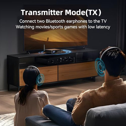 M12 Pro Pre Bluetooth 5.2 Transmitter Receiver for TV,Home Stereo,BT Headset,Low Latency HD Bluetooth Audio Decoder Adapter with Display,RCA,AUX,Coaxial,Optical Inputs/Outputs (M12 Pro 2Mics) - style: MIC