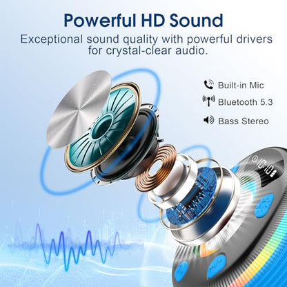 OYIB Bluetooth Shower Speaker, Portable Bluetooth Speaker 360° HD Sound, RGB Lights, IPX7 Waterproof Wireless Speaker with Suction Cup and Mic, Shower Radio for Party/Outdoor/Travel/Gifts/Blue - color: Deep Blue