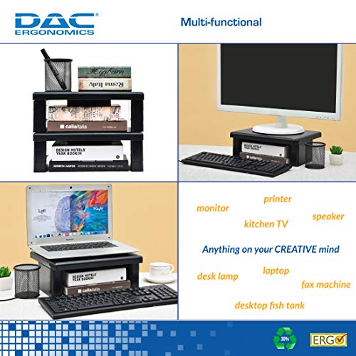 DAC STAX Monitor Riser, Ultra-Sturdy Adjustable Desktop Computer Monitor Stand, Supports up to 66 Pounds, Medium Size