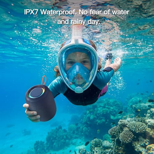 Portable Bluetooth Speaker Wireless, IP67 Waterproof Shower Speaker with HD Sound Colorful Lights TWS Pairing for Home, Party, Outdoor, Travel, Beach and Bathroom