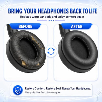 Replacement Ear Pads for Sony WH-1000XM3 Headphones, Ear Cushions for WH1000XM3, Extra Thick Earpads, Headphone Pads with Protein Leather＆Memory Foam, Replacement Cushions - color: Black