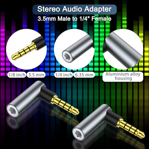 3 Pack Angle 3.5mm Male to Female Audio Adapter，90 Degree Right Angle 3.5mm 1/8" TRRS Stereo Jack Coupler Gold Plated Connectors, for Mobile Phones,Tablets,Car Audio,Speakers (Angle M to F) - style: Angle M to F