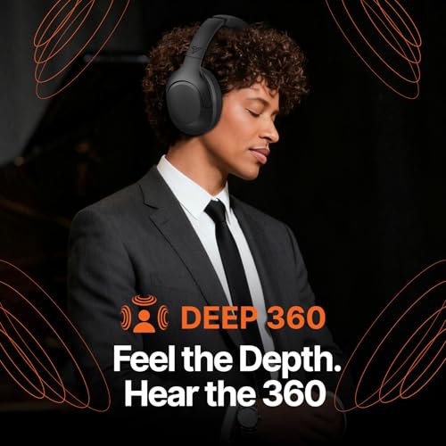 VOKALEN Hyper Pro 2 Bluetooth Headphones Over Ear, Hi-Res Audio, Adaptive Noise Cancelling, 60H Playtime, DEEP360 Spatial Sound, Comfort Mesh Ear Cushions, Deep Bass, Custom EQ (Pro 2, Black) - color: Black, style: Pro 2