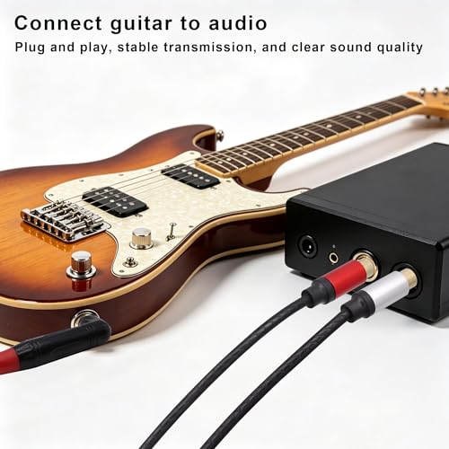 1/4 inch to Dual RCA Audio Cable 1.6ft, Gold Plated Right Angle 6.35mm Quarter inch Male TRS Stereo Plug to 2 RCA Phono Male Audio Y Splitter Cable,0.5m