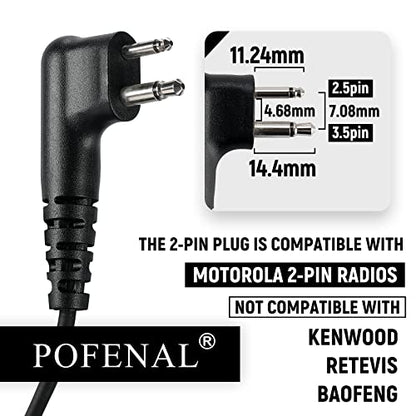 DTR650 RDM2070D 2-Wire Surveillance Earpiece Compatible with Motorola Radio CLS1410 CLS1110 CP200 GP300 GP2000 with Big PTT Mic Transparent Air Acoustic Tube 2 Pin Headset (2 Pack) - size: 2 pack (Transparent Tube)