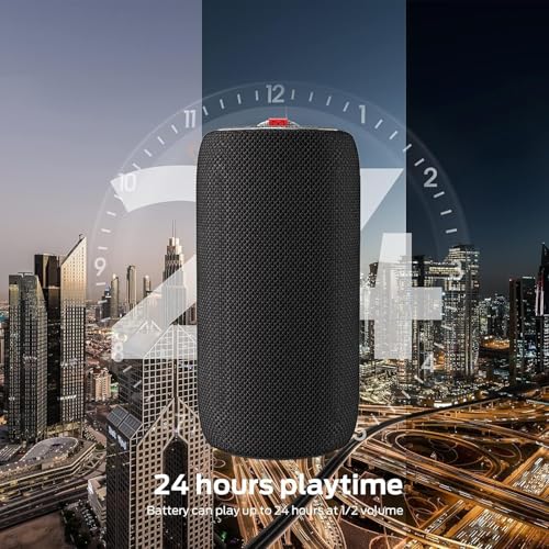 Monster S310 Upgraded Bluetooth Speaker, 30W Portable Speaker, 360° Stereo Sound with Punchy bass, TWS Pairing, IPX6 Waterproof, Bluetooth 5.2, 24H Playtime, Perfect for Home, Outdoor, Beach, Black