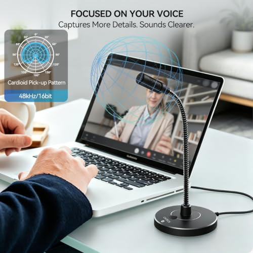 CMTECK USB Computer Microphone, Studio-Quality，Plug & Play for PC,Laptop - color: Dark Gray