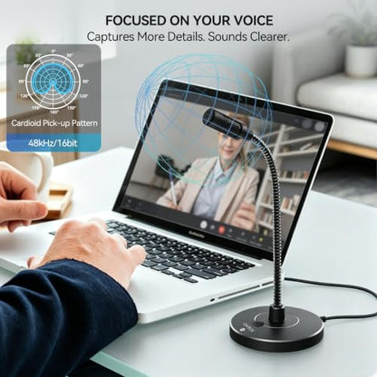 CMTECK USB Computer Microphone, Studio-Quality，Plug & Play for PC,Laptop - color: Dark Gray