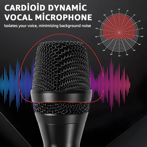 Wired Microphone for Singing,Professional Vocal Dynamic Handheld Karaoke,Cardioid Studio Mic,16.4 ft XLR & 6.35 MM with On and Off Switch, for Speakers/Mixer/Machine/Amp/Speech/Karaoke and Outdoors