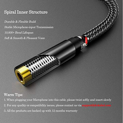 DUKABEL TRRS to TRS Adaptor, Microphone Adapter for Camera - 30CM | TRRS Female to TRS Male, for Camera, PC, TRRS Lav Microphones, ONLY for Microphone input, Not for Audio output - size: TRRS Female to TRS Male