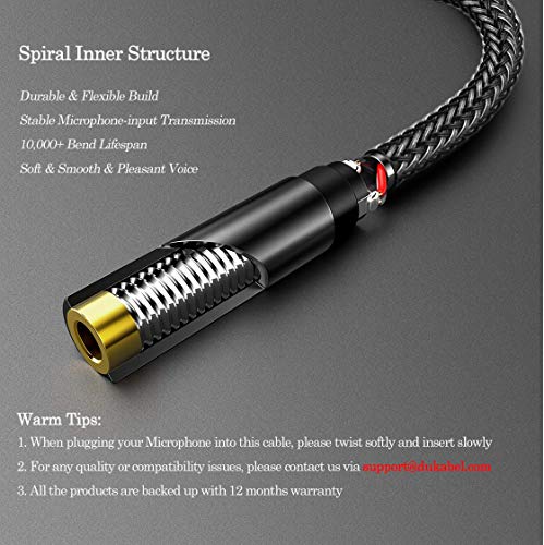 DUKABEL TRS to TRRS Adapter, 3.5mm Microphone Adapter - 30CM | TRS Female to TRRS Male, Microphone Adapter for iPhone and Android Smartphones and Tablets, ONLY for Microphone input - size: TRS Female to TRRS Male
