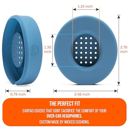 WC SweatZ Solo - Patented Earpad Sweat Covers for Beats Solo 4, Solo 3 & Solo 2, Made by Wicked Cushions | Sweatproof & Machine Washable | Blue Slate - color: Blue Slate