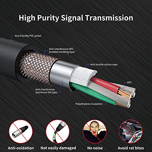 XLR Cable 50ft 2 Pack, XLR Microphone Cable Male to Female, Balanced XLR Cable Suitable for Preambles, Speaker Systems, Radio Station and More | Balanced XLR Suitable for Preambles, Speaker Systems, Radio Station and More - size: 50 Ft 2 Pack
