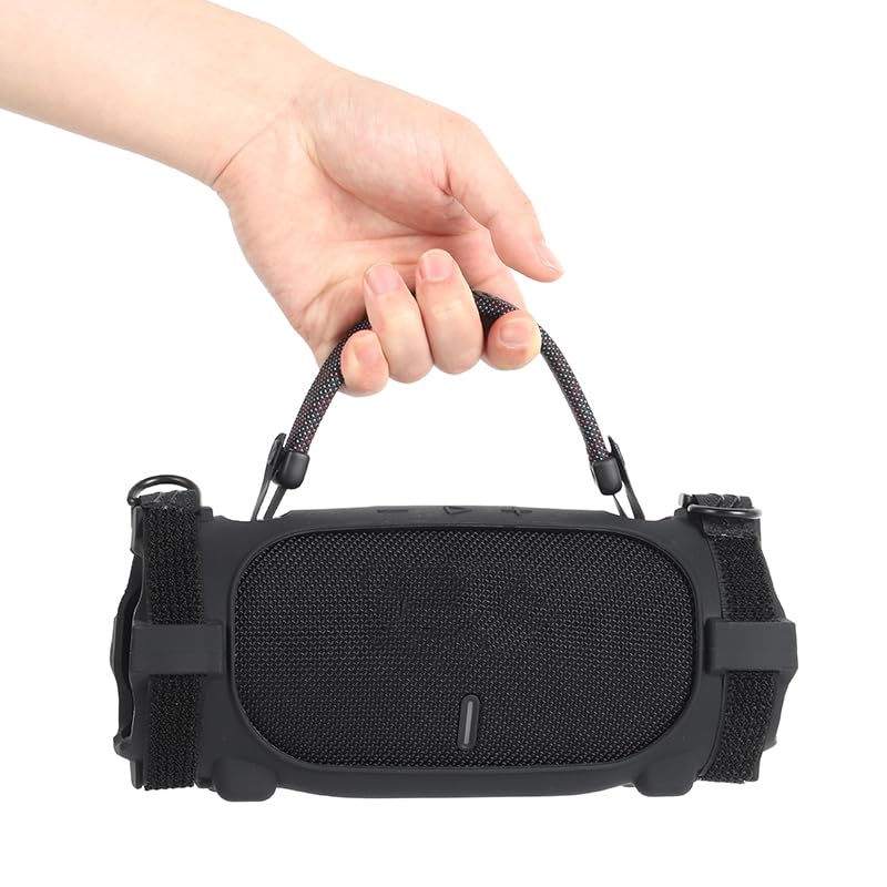 Silicone Case Cover for JBL Charge 6 Portable Bluetooth Speaker, Soft Protective Sleeve Travel Carrying Protective Cover Speaker Silicone Case with Shoulder Strap and Bike Strap (Black) - color: Black