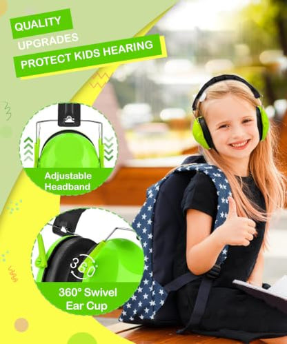 ZOHAN 032 Kids Noise Cancelling Headphones - 25dB NRR Kids Ear Protection, Hearing Protection Safety Ear Muffs for School Monster Truck Fireworks Traveling Studying Concerts Autism - Green - color: Green