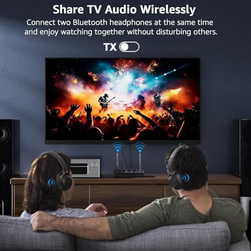 1Mii B03S Bluetooth 5.3 Transmitter Receiver for TV Home Stereo | Optical RCA AUX Wireless Audio Adapter w/Audiophile DAC, aptX Adaptive/LL/HD, Dual Link, Volume Control, Soundbar Passthrough