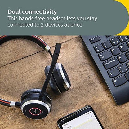 Jabra Evolve 65 SE Link380a MS Stereo- Bluetooth Headset with Noise-Cancelling Microphone, Long-Lasting Battery and Dual Connectivity - Works with All Other Platforms - Black - size: MS Teams, style: Stereo