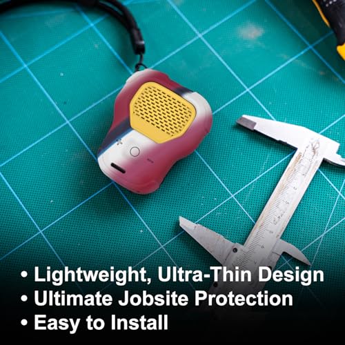 CYBERGUYS Silicone Case for DEWALT Wearable Bluetooth Speaker, Durable | Shock-Proof Non-Slip Protective Cover for DEWALT Mini Speaker, Lanyard, Small Lightweight, Easy-to-Install Sleeve - color: Red/White/Blue