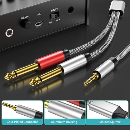 1/8 Stereo to Dual 1/4 Mono Cable 3ft, 3.5mm to Dual 1/4 Cable, 1/8 inch TRS Stereo to Dual 1/4 inch TRS Splitter - color: 3.5mm to 2x6.35mm Audio Cable, size: 3 feet