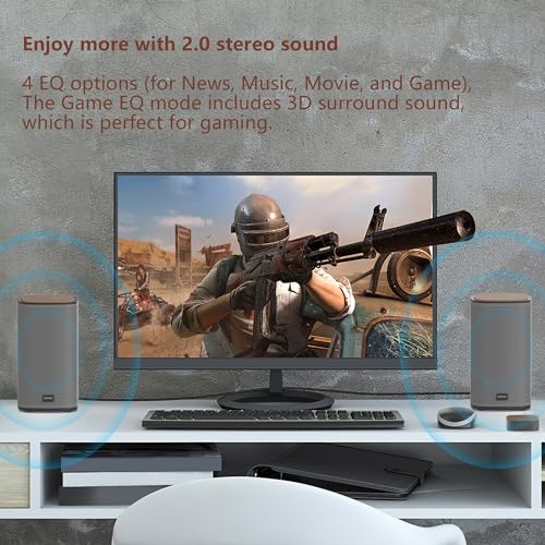 KEiiD Bluetooth Computer Speakers with Wireless Touch Control Pod for PC Laptop/Desktop Wireless Stereo Gaming Speakers, 4 EQ Modes, Aesthetic Style, New Model
