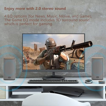 KEiiD Bluetooth Computer Speakers with Wireless Touch Control Pod for PC Laptop/Desktop Wireless Stereo Gaming Speakers, 4 EQ Modes, Aesthetic Style, New Model