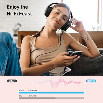 BENFEI USB C to Audio Jack Adapter with 60W Fast Charging, USB-C to 3.5mm Female Headphone Compatible with iPhone 16/15 Pro Max/Pro, Samsung Galaxy S24/S23/S22/S21 Ultra, iPad Pro, Pixel 8 Pink - color: pink, size: 3.5mm + PD