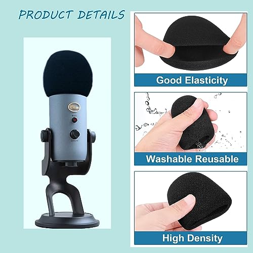 2 Pack Microphone Pop Filter for Blue Yeti Microphones Thick Foam Windscreen Handheld Professional Mic Cover for Blue Yeti, Yeti Pro