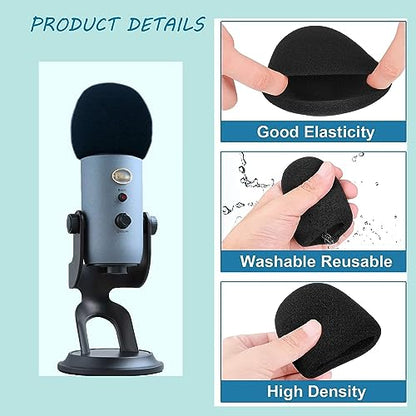 2 Pack Microphone Pop Filter for Blue Yeti Microphones Thick Foam Windscreen Handheld Professional Mic Cover for Blue Yeti, Yeti Pro