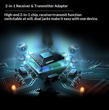 Bluetooth 5.0 AUX Adapter, 2-in-1 Transmitter and Receiver, 3.5mm Wireless Audio Adapter for Car, Home Stereo, Headphones, TV