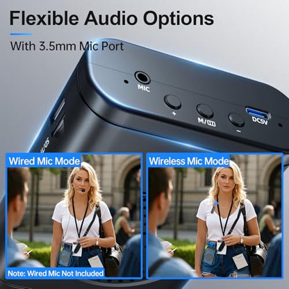 Moman Voice Amplifier for Teachers with Wireless Lavalier Microphone, Zero Whistling, Low Latency, Portable Meagaphone Speaker Mic for Classroom Meeting - color: Black