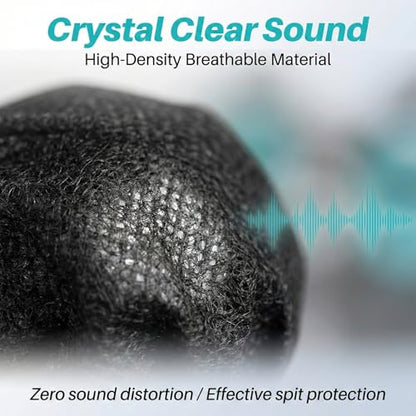 MAQIHAN 100PCS Disposable Microphone Cover - Black Mic Cover Handheld | Microphone Windscreen Bulk Fits Handheld Mics, Microphone Pop Filter, Microphone Mufflter, Protective Cap for KTV Karaoke Bar