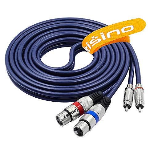 Tisino Female XLR to RCA Stereo Audio Patch Cable, 2 RCA/2 XLR-HiFi, 10FT | Dual XLR Female to RCA Male Patch Cord, Heavy Duty HiFi Cable for Mixer, Amplifier, Home Theater Audio System - size: 10 FT