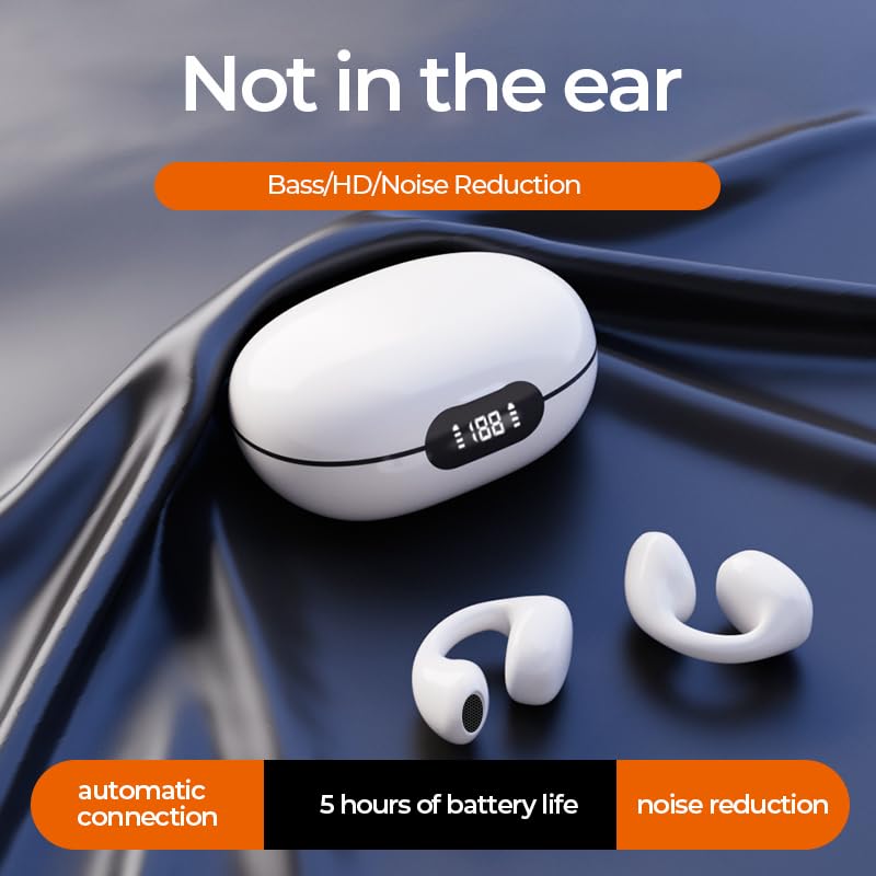 Wireless Earbuds,Wireless Ear Clip Bone Conduction Headphones,Open Sport Bone Earbuds,Bluetooth 5.3 Bone Conduction Head,Running Workout Painless Wearing Earring Earphone,for iOS Android Samsung