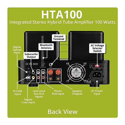 Dayton Audio HTA100 Integrated Stereo Hybrid Tube Amplifier 100 Watts - color: HTA100