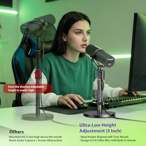 AA AUDIO ACCESSORY Low Profile Boom Arm with Short Mic Stand Desk