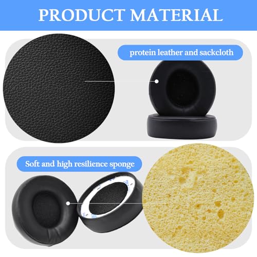 Adhiper Solo Pro Replacement Earpads for Beats Solo Pro Headphones(Black) | Protein Leather Ear Pads,Noise Isolation Memory Foam Ear Cushion ,Durable ,Anti-Sweat,Soft and Comfortable - color: Black