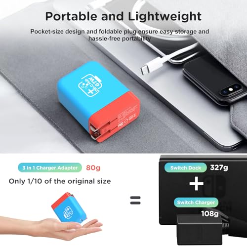 2 Pack 67W Switch Dock Charger for Nintendo Switch/OLED, Portable TV Docking Station with 4K/60Hz HDMI/USB2.0/PD Fast Charging Ports, Charger Adapter Power Hub with USB-C Cable for Mobile Phone - size: 2 Pack