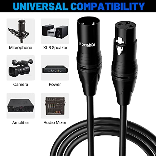 Kxable XLR Microphone Cable 35 Feet, 3 Pin Shielded Balanced Male to Female Mic Cord, Zinc Alloy Shells, OFC, Heavy-Duty Patch Cable for Amplifier, Speaker, Mixer with 5 Cable Ties - size: 35 Feet, style: 1-Pack