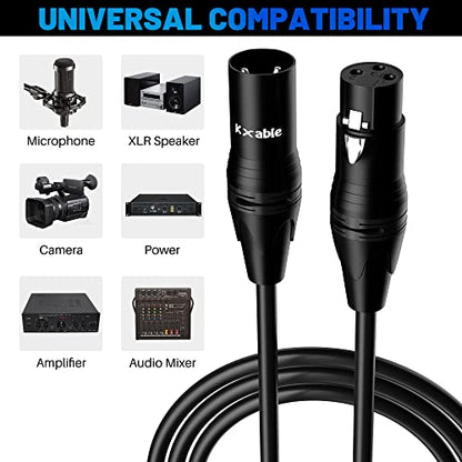 Kxable XLR Microphone Cable 200 Feet, 3 Pin Shielded Balanced Male to Female Mic Cord, Zinc Alloy Shells, OFC, Heavy-Duty Patch Cable for Amplifier, Speaker, Mixer with 5 Cable Ties - size: 200 Feet, style: 1-Pack