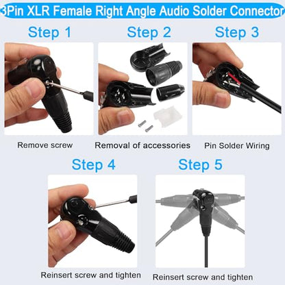 QIANRENON Adjustable 90 XLR Solder Adapter Microphone Socket - 3Pin Female Right Angle Audio Connector, 5 Position Multi-Angle Adjustment for Speaker Cabinet Mixer Amplifier - style: Female